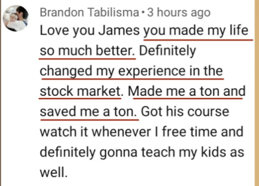 Real testimonial screenshot