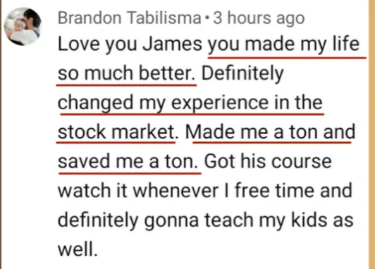 Real testimonial screenshot