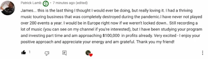 Real testimonial screenshot