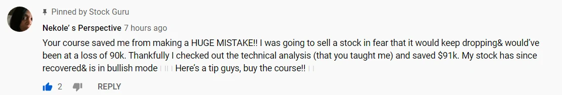 Real testimonial screenshot