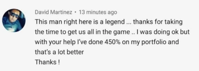 Real testimonial screenshot